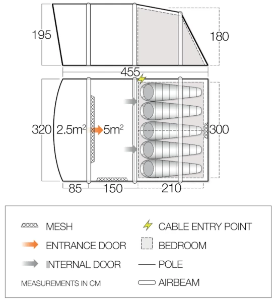 Vango Avington Flow Air 500 Airbeam Tent 2022 4 Vango Avington Flow Air 500 Airbeam Tent 2022 - Image 2