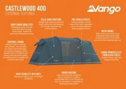 Vango Castlewood 400 (Poled) Tent 2023 (Incl. Footprint) -Vango castlewood 400 dimensions image 1