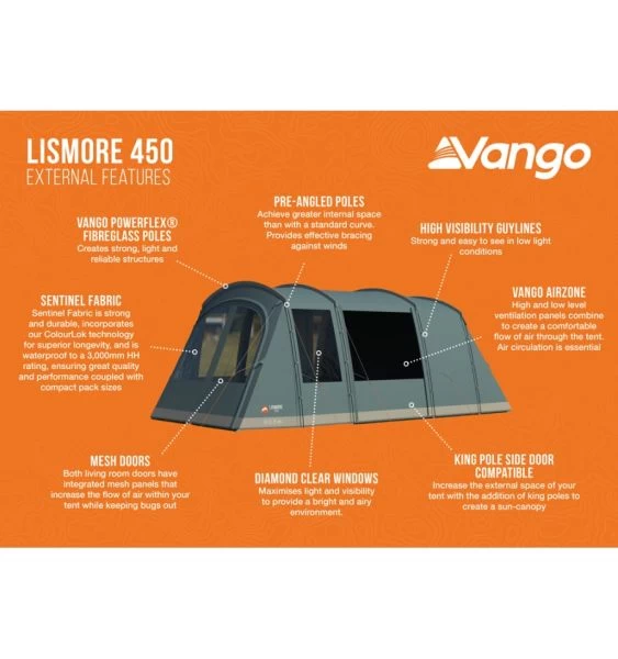 Vango Lismore 450 (Poled) Tent 2023 (Incl. Footprint) 5 Vango Lismore 450 (Poled) Tent 2023 (Incl. Footprint) - Image 3