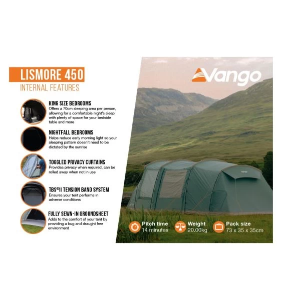 Vango Lismore 450 (Poled) Tent 2023 (Incl. Footprint) 6 Vango Lismore 450 (Poled) Tent 2023 (Incl. Footprint) - Image 4