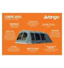 Vango Lismore 600XL (Poled) Tent 2023 (Incl. Footprint) 9 Vango Lismore 600XL (Poled) Tent 2023 (Incl. Footprint) -Vango lismore 600xl image 3
