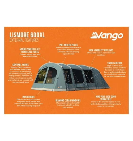 Vango Lismore 600XL (Poled) Tent 2023 (Incl. Footprint) 5 Vango Lismore 600XL (Poled) Tent 2023 (Incl. Footprint) - Image 3