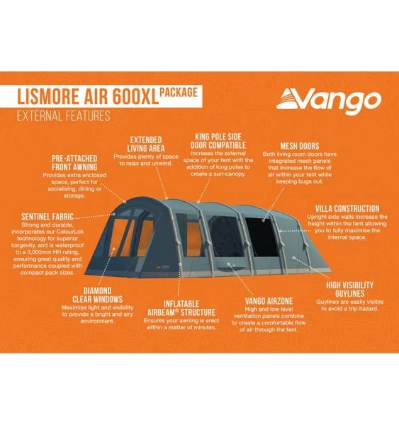 Vango Lismore Air 600XL Airbeam Tent 2023 (Incl. Footprint) 5 Vango Lismore Air 600XL Airbeam Tent 2023 (Incl. Footprint) - Image 3