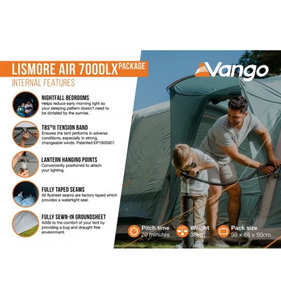 Vango Lismore Air 700DLX Airbeam Tent 2023 (Incl. Footprint) 7 Vango Lismore Air 700DLX Airbeam Tent 2023 (Incl. Footprint) - Image 5