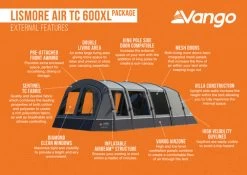 Vango Airbeam Vango Lismore Air TC 600XL Tent Package (2023) -Vango lismore air tc 600xl package