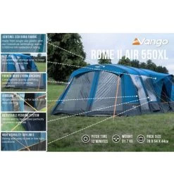 Vango Rome II Air 550XL Airbeam Tent 2023 (Incl. Footprint) 12 Vango Rome II Air 550XL Airbeam Tent 2023 (Incl. Footprint) -Vango rome ii air 550xl 2