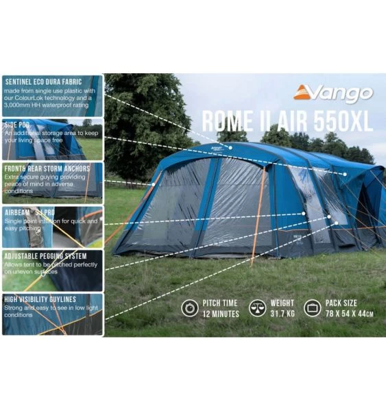 Vango Rome II Air 550XL Airbeam Tent 2023 (Incl. Footprint) 7 Vango Rome II Air 550XL Airbeam Tent 2023 (Incl. Footprint) - Image 5