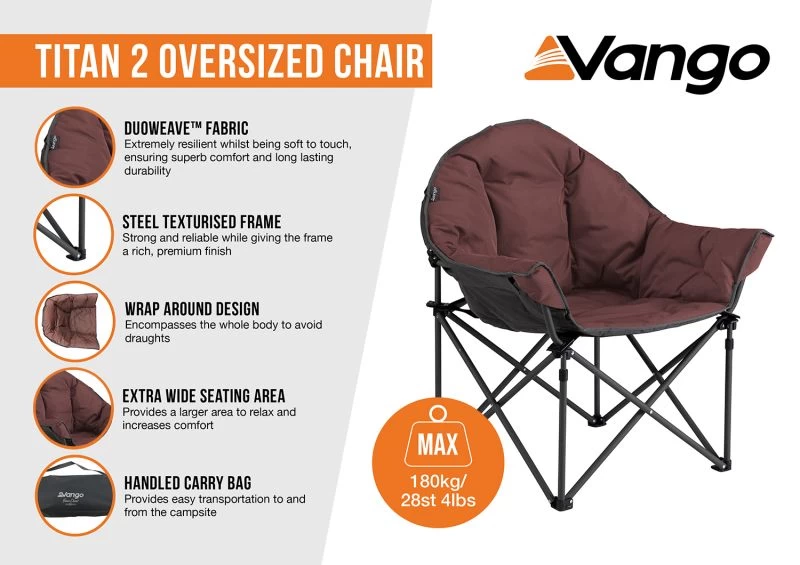 Vango Titan 2 Oversized Chair - Brick Dust 4 Vango Titan 2 Oversized Chair - Brick Dust - Image 2